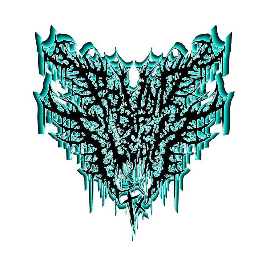 Old Pounf Of Flesh TX Logo white/Blue fading to black.